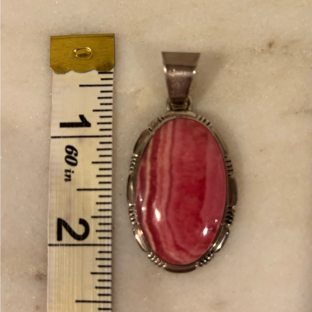 Native sterling & Rhodochrosite pendant